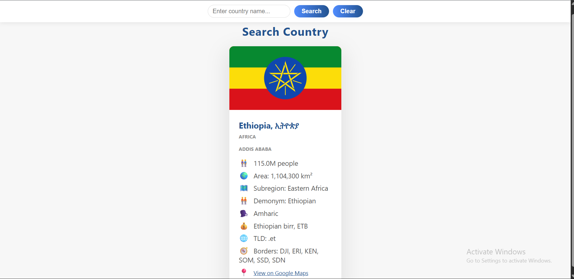 Country Searching Api